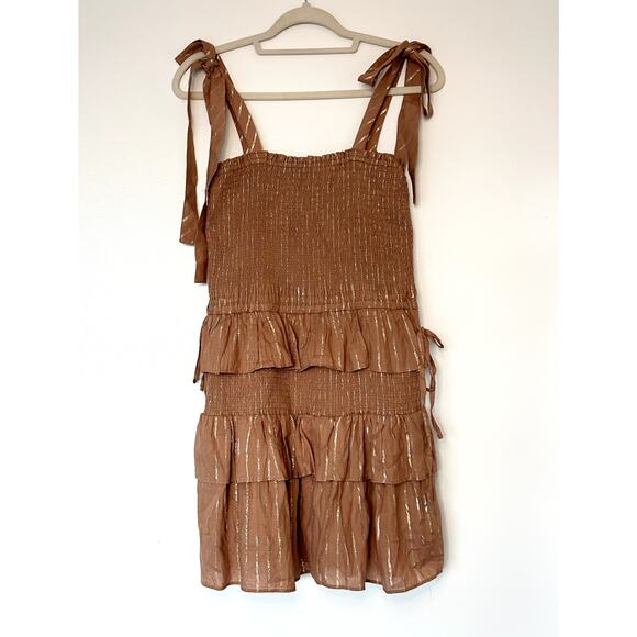 NWOT House of Harlow Corinne Shirred Mini Dress Size Small in Desert Rose Tiered - Picture 11 of 16